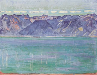 Lago de Ginebra con vista a las montañas de Saboya